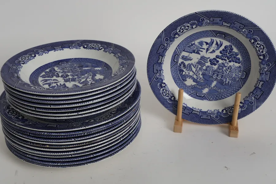 TALLRIKAR, 20 st, ”Willow”, Wood’s Ware, England