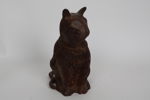 KATTSKULPTUR, "spiskatt" brun.