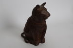 KATTSKULPTUR, "spiskatt" brun.