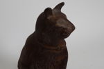 KATTSKULPTUR, "spiskatt" brun.
