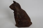 KATTSKULPTUR, "spiskatt" brun.