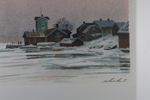 ROLAND SVENSSON, färglitografi, vintermotiv från skärgården, signerad