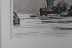 ROLAND SVENSSON, färglitografi, vintermotiv från skärgården, signerad