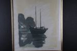 FÄRGLITOGRAFI, båtmotiv, signerad, numrerad 22/50, 1900-tal