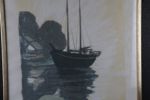 FÄRGLITOGRAFI, båtmotiv, signerad, numrerad 22/50, 1900-tal