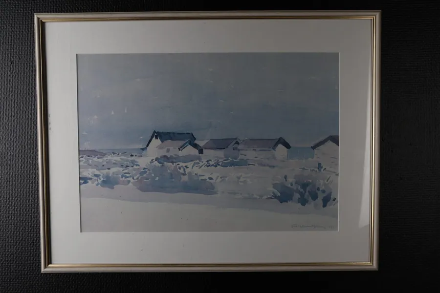 STURE LUNDGREN, akvarell, kustmotiv, 1989