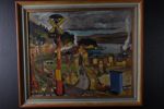 VILLY BUS NIELSEN, oljemålning, järnvägs- och hamnmotiv, 1949