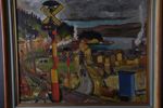 VILLY BUS NIELSEN, oljemålning, järnvägs- och hamnmotiv, 1949