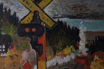 VILLY BUS NIELSEN, oljemålning, järnvägs- och hamnmotiv, 1949