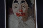 MÅLNING, clownporträtt, troligen olja på duk, signerad, 1900-tal.