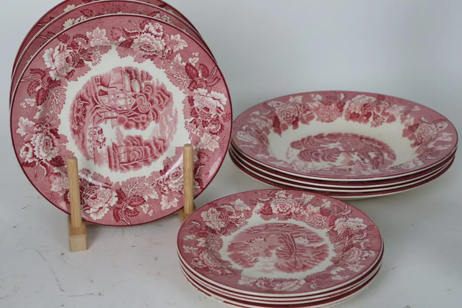 SERVISDELAR, flintgods, "English Scenery", Wood & Sons, England, 1900-tal